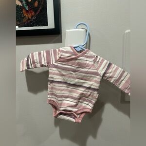 Burt's Bees Organic Cotton Bodysuit Onsie Pink Purple Stripe Preemie